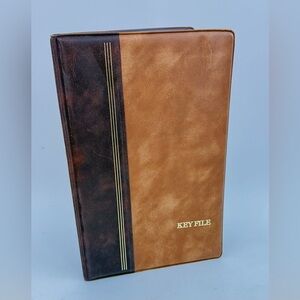 Aigner Key File Organizer‎ Binder Holder MCM Labels 76501 Brown Vintage NWOT